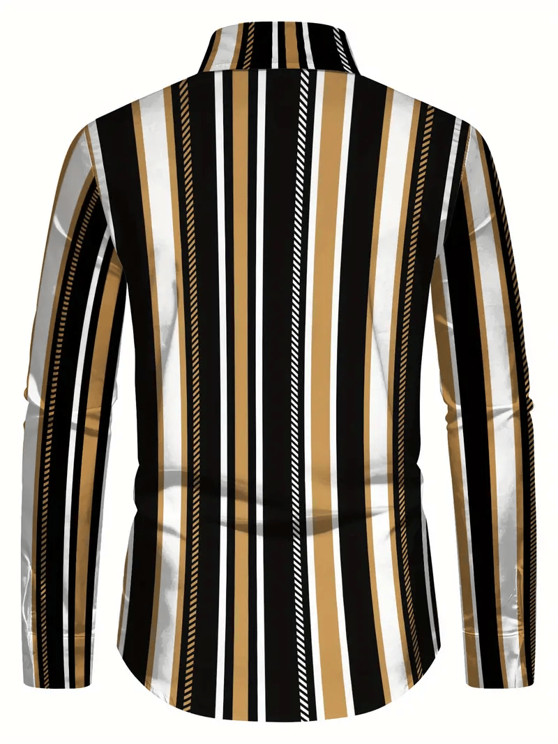 Men's Stripe Print Business Long Sleeve Shirt