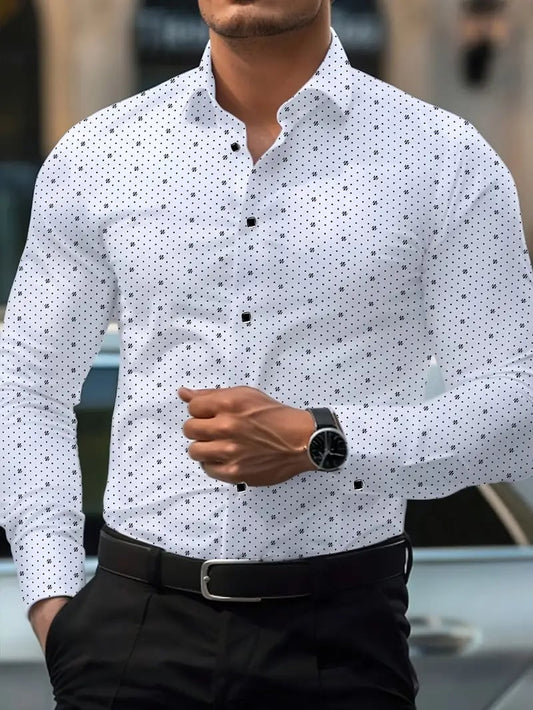 Men's Street Style Business Casual Printed Long Sleeve Shirt