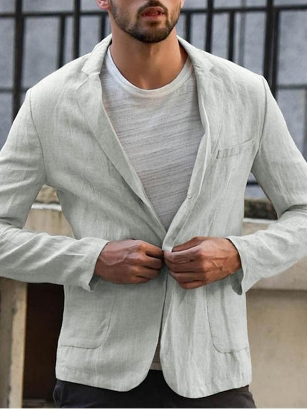 Men's casual loose cotton and linen suit