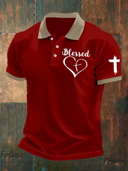 Men's Retro Faith Casual Printed Polo Shirt