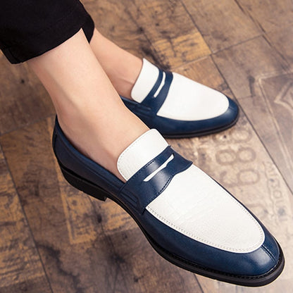 Fashionable British Style Casual Color Contrast Leather Shoes