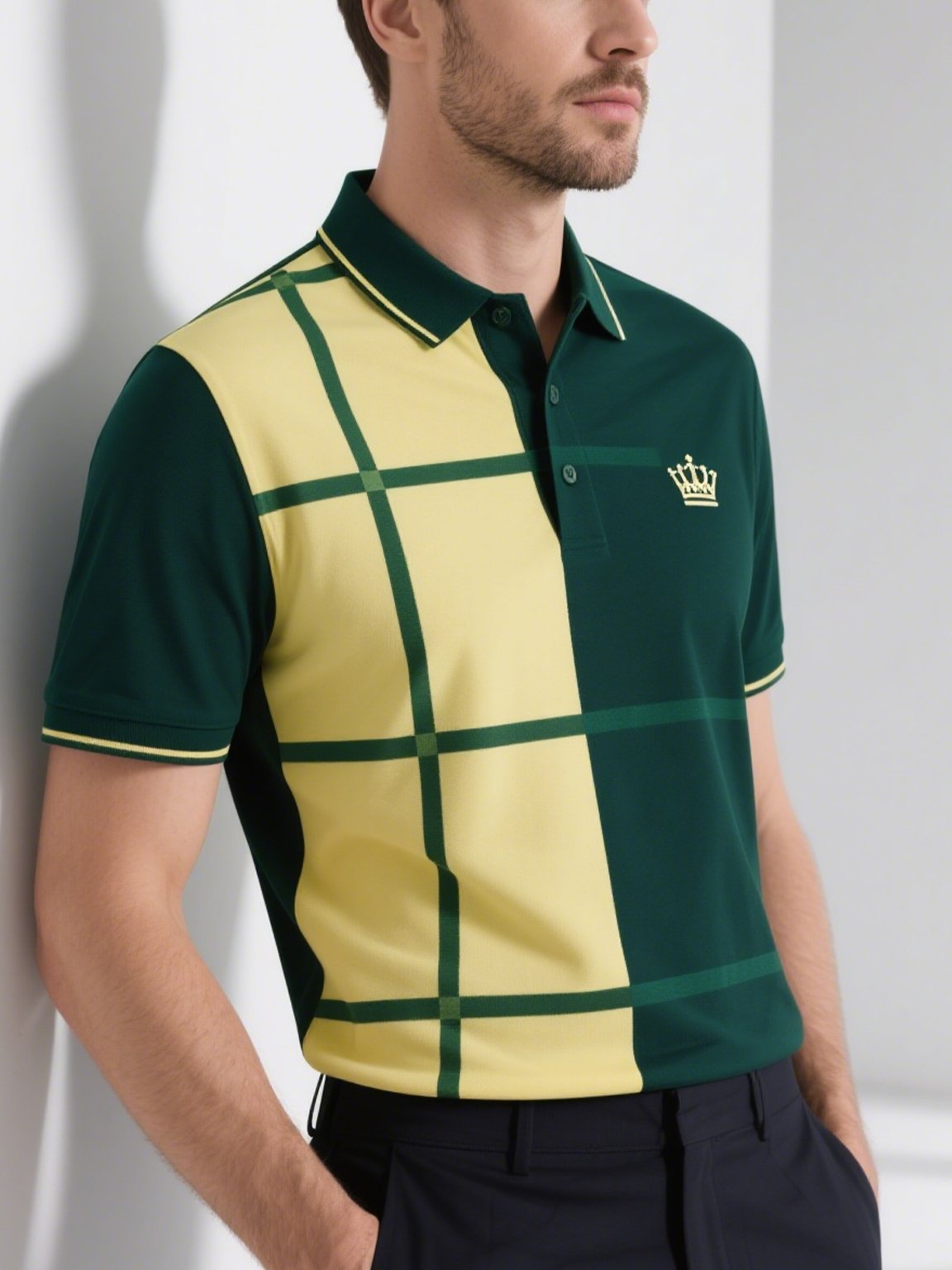 Men's Business Casual Button Short Sleeve Polo Shirt