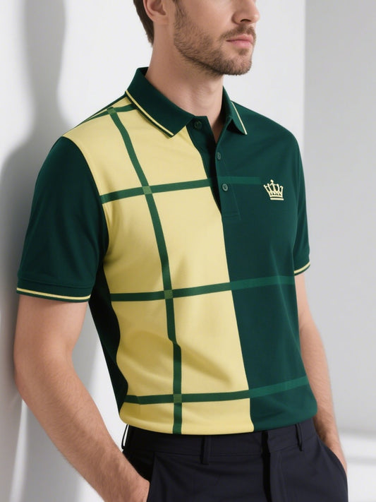 Men's Business Casual Button Short Sleeve Polo Shirt