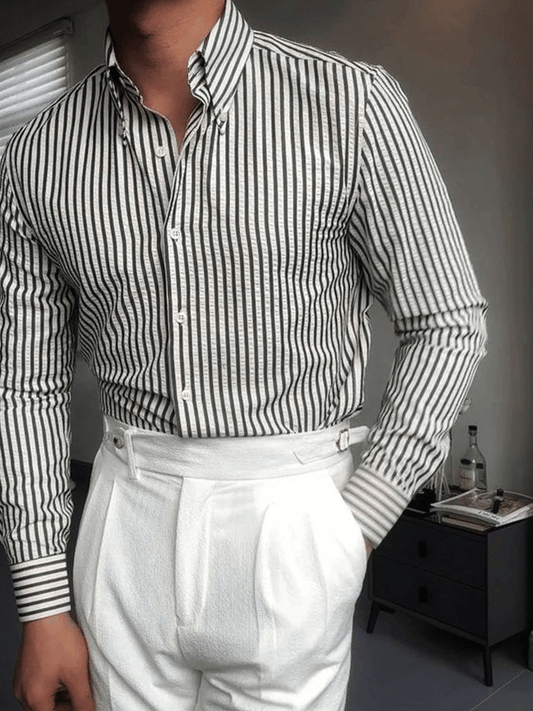 Men's Plaid Business Long Sleeve Shirt