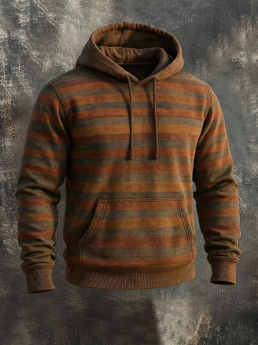 Men's Retro Distressed Color Block Print Casual Long Sleeve Sweatshirt