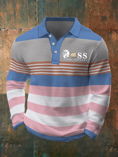 Men's Business Casual Contrast Waffle Polo Top