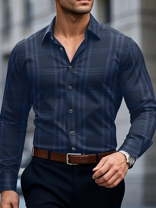 Men's Street Style Business Casual Printed Long Sleeve Shirt