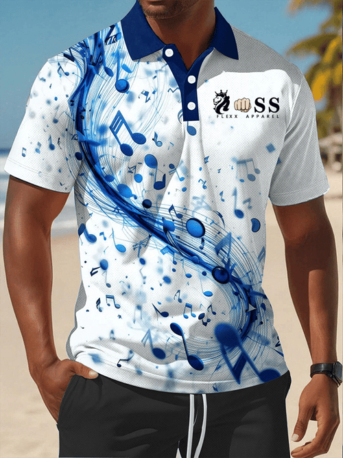 Men's Retro Letter Design Printed Casual Comfortable And Breathable Polo Shirt