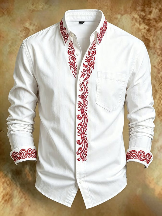 Men's Retro Abstract Art Print Comfortable Business Style Shirt