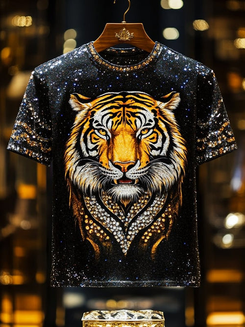 Men's Business Animal Sequin Print Short Sleeve T-Shirt