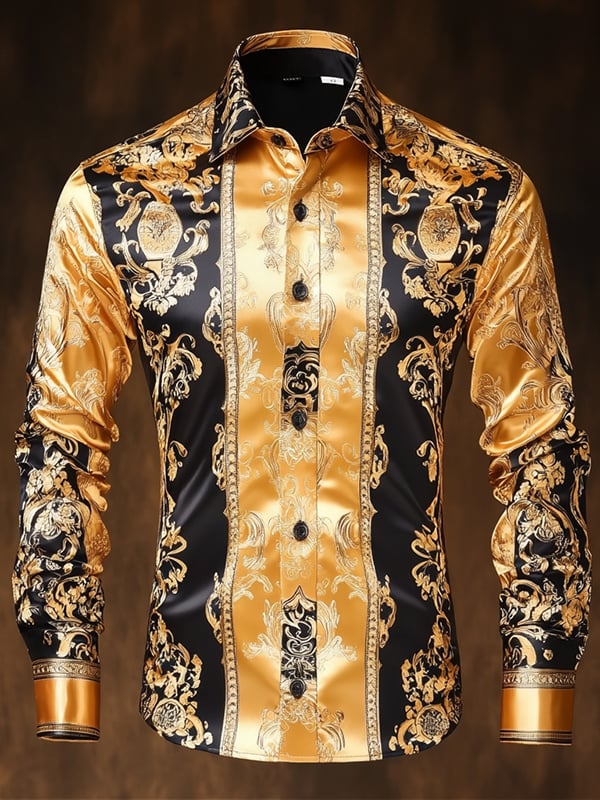 Men's Satin Luxe Long Sleeve Button Down Shirt