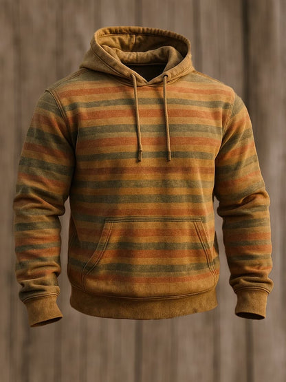 Men's Retro Distressed Color Block Print Casual Long Sleeve Sweatshirt