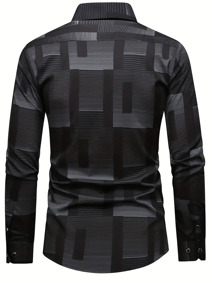 Men's Geometric Design Business Casual Shirt