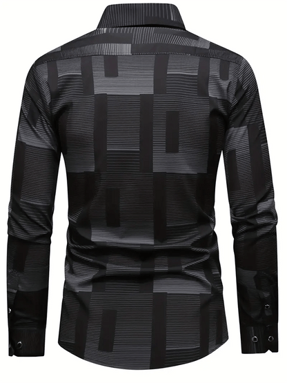 Men's Geometric Design Business Casual Shirt