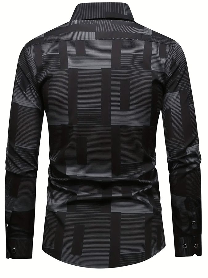 Men's Geometric Design Business Casual Shirt