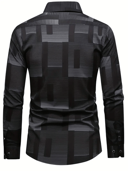 Men's Geometric Design Business Casual Shirt