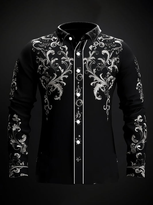 Men's Casual Vintage Black Pattern Shirt