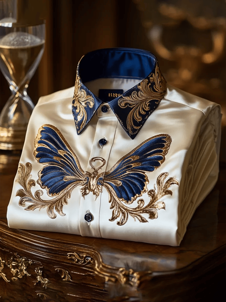 Men's Satin Luxe Print Short Sleeve Button Shirt