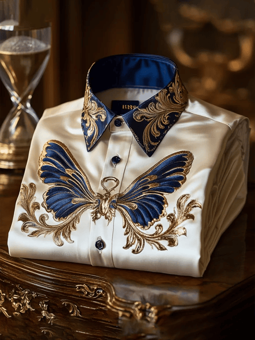 Men's Satin Luxe Print Short Sleeve Button Shirt