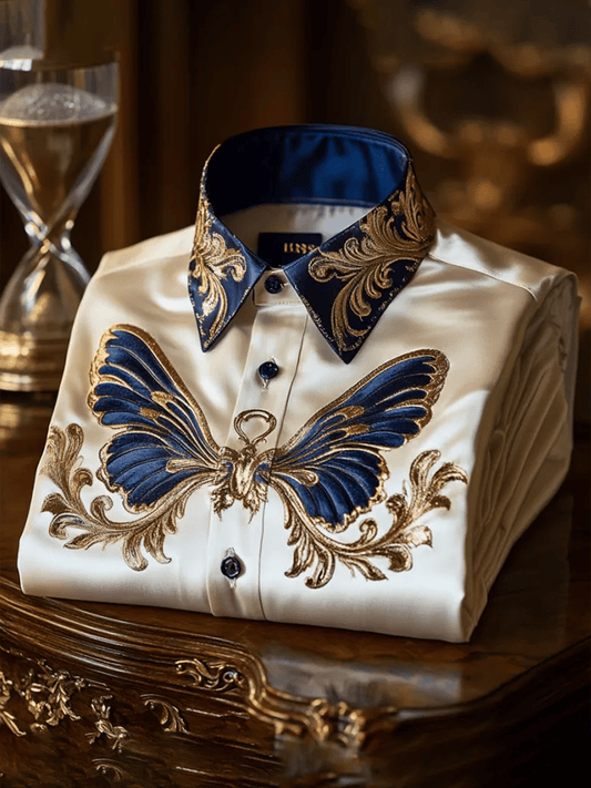 Men's Satin Luxe Print Short Sleeve Button Shirt