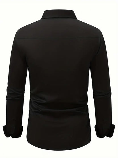 Men's Business Casual Contrast Color Long Sleeve Shirt