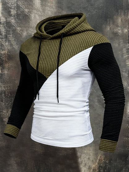 Men'S Stylish Color-Blocked Hooded Sweatshirt