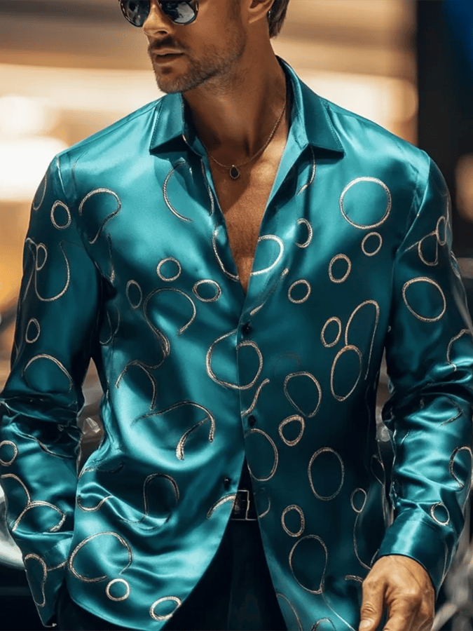 Men's Fashion Business Luxury Design Printed Long Sleeve Shirt