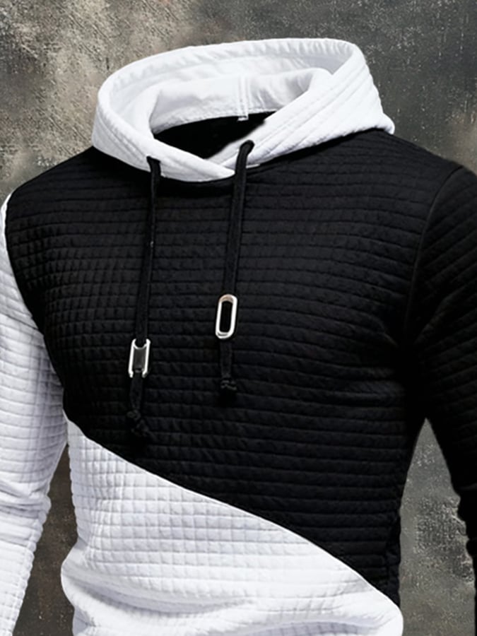 Men'S Stylish Color-Blocked Hooded Sweatshirt