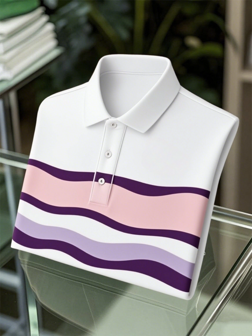Men's Business Casual Art Button Short Sleeve Polo Shirt