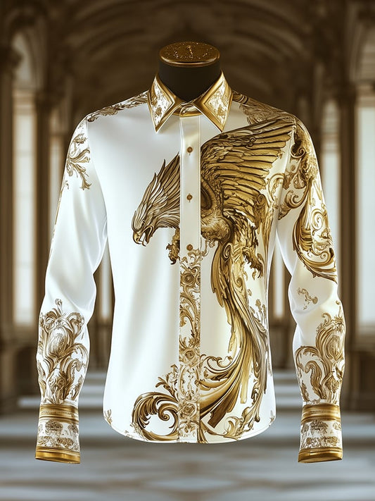 Men's Satin Luxe Griffin Long Sleeve Button Down Shirt