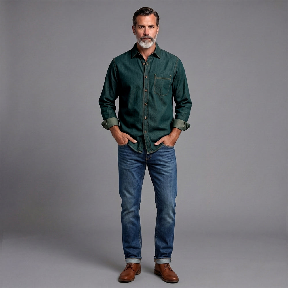 Casual Denim Shirt Jacket For Men