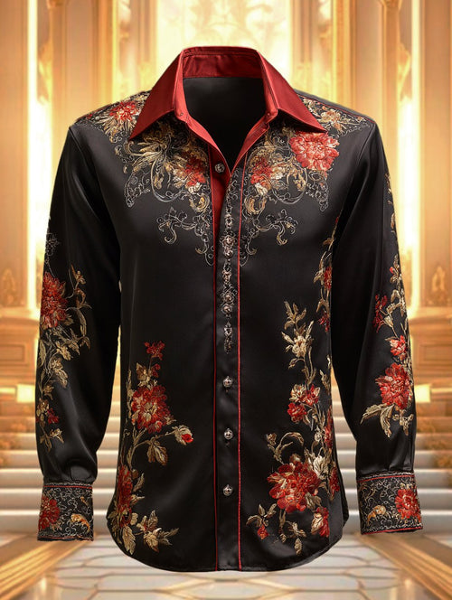 Men's Satin Luxe Long Sleeve Button Down Shirt