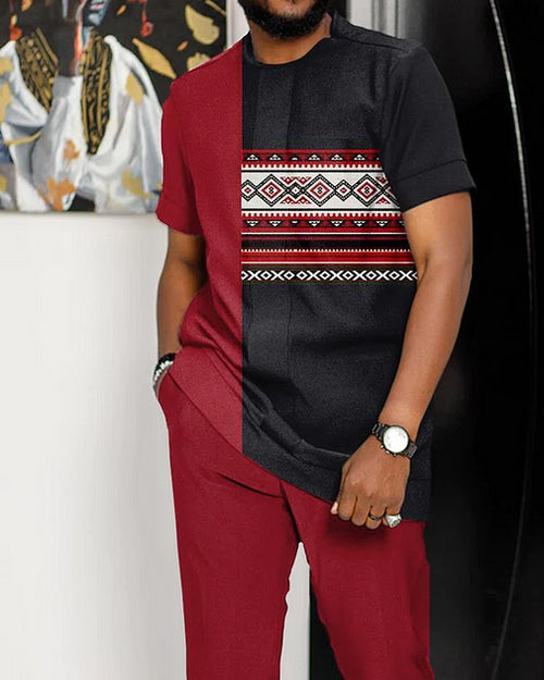 Men's casual ethnic style walking suit-061