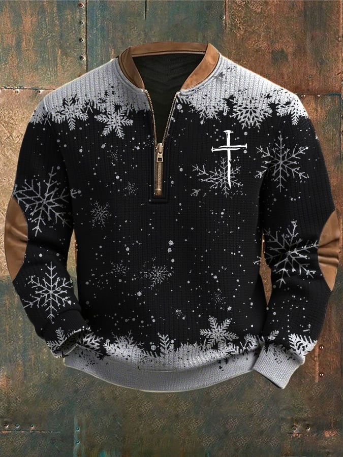 Men's Casual Christmas Faith Knit Sweatshirt