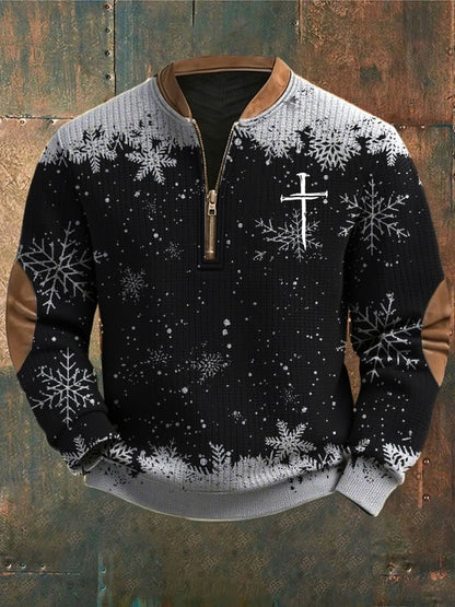 Men's Casual Christmas Faith Knit Sweatshirt