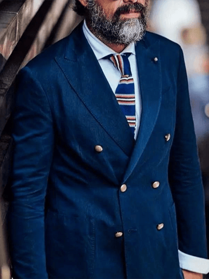Men's Retro Double Breasted Pocket Design Gentleman Business Suit Jacket