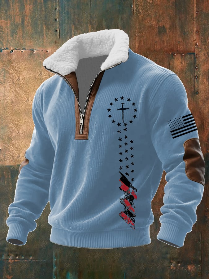Men's Casual Faith Retro Textured Sweatshirt