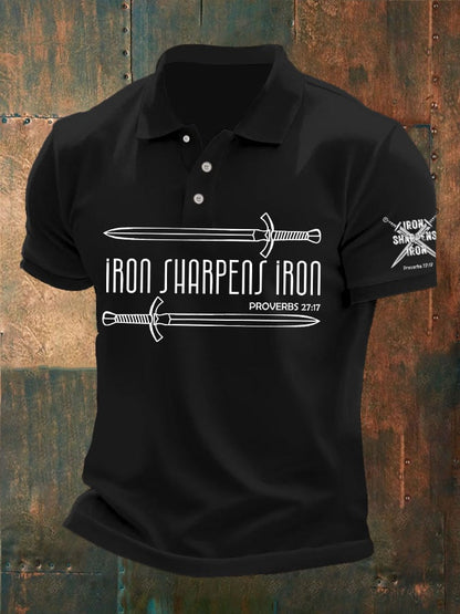 Men's Iron Sharpens Iron Print Polo Shirt