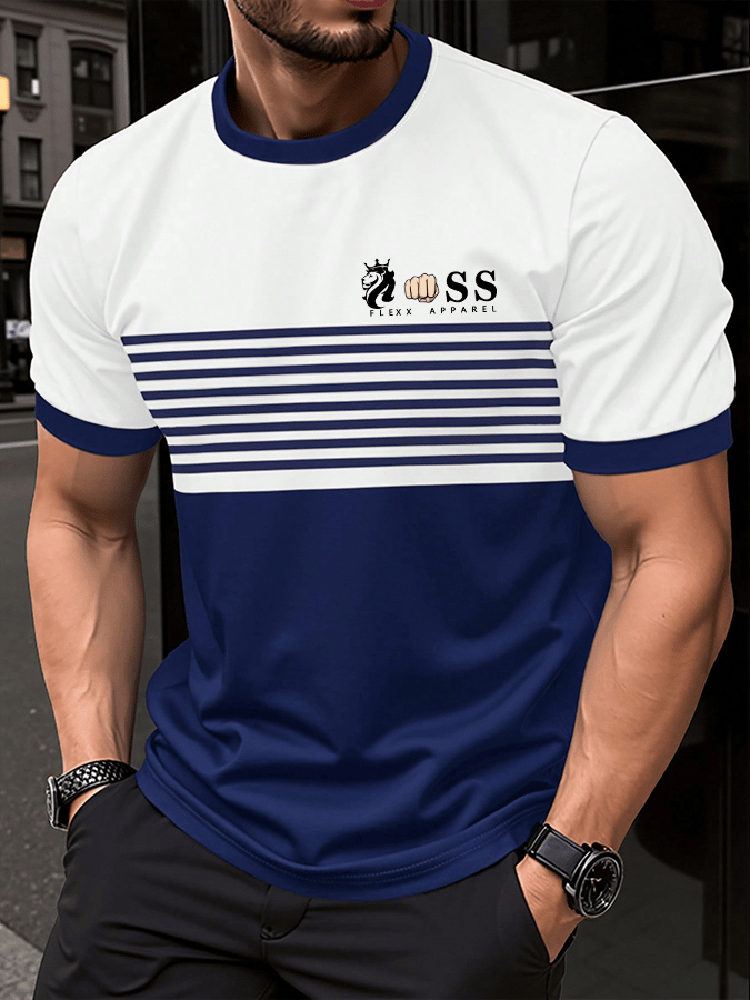 Men's Retro Letter Print Crew Neck T-Shirt