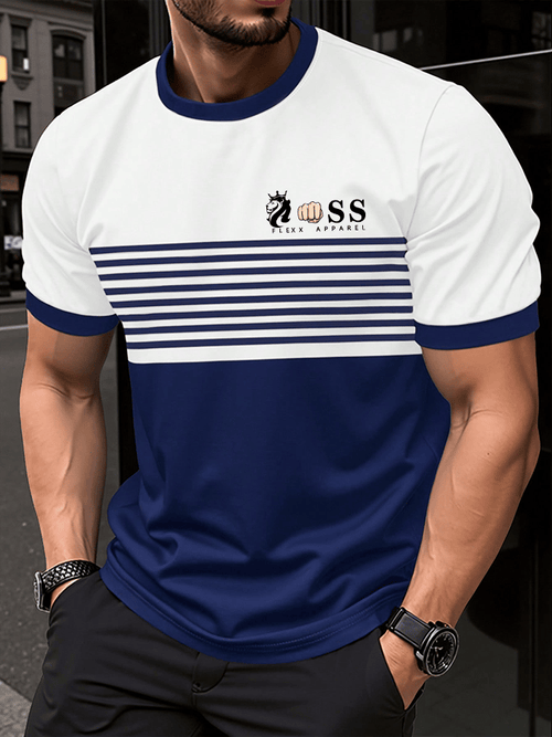 Men's Retro Letter Print Crew Neck T-Shirt