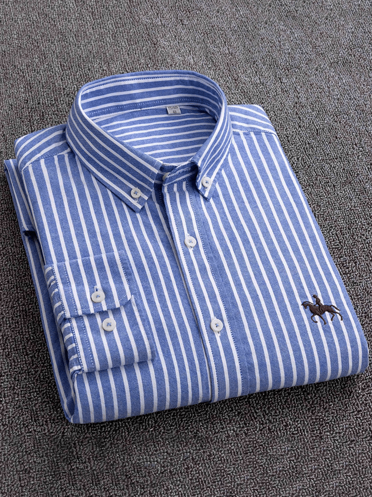 Men's Cotton Oxford Long Sleeve Business Shirt