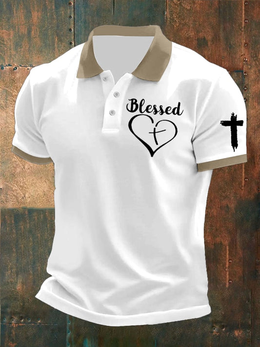 Men's Retro Faith Casual Printed Polo Shirt