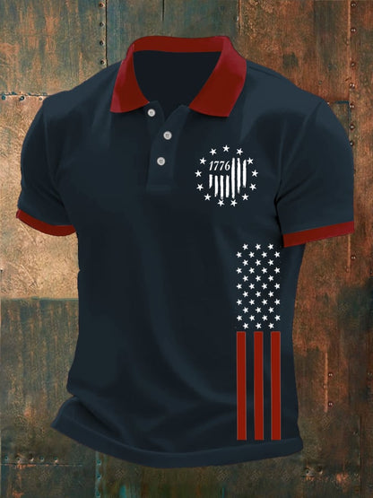Men's 1776 Flag  Print Polo Shirt