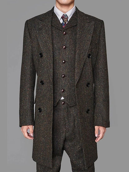 Men's Business Single-Breasted Solid Color Three-Piece Suit