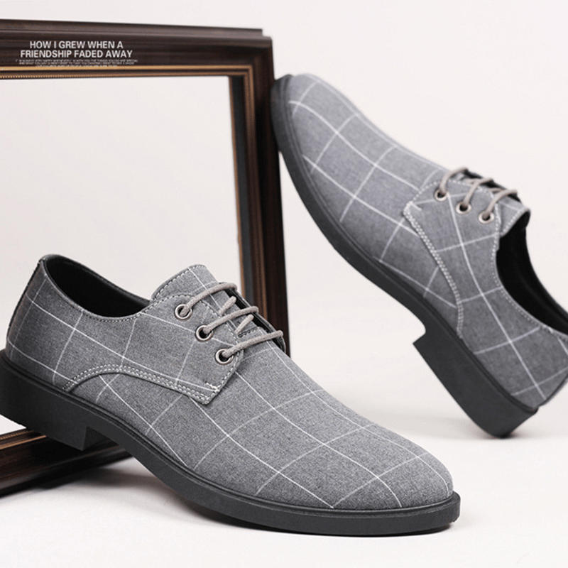 Men's Plaid Business Casual Shoes (Minimum Purchase Quantity: 2 Pairs)