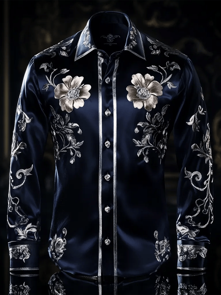 Men's Satin Luxe Long Sleeve Button Down Shirt