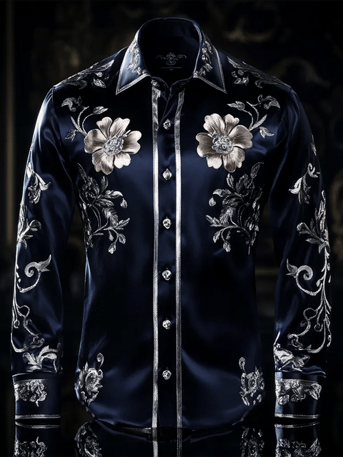 Men's Satin Luxe Long Sleeve Button Down Shirt