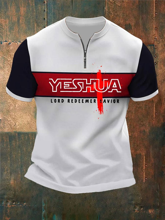 Men's retro Jesus faith graphic print polo shirt
