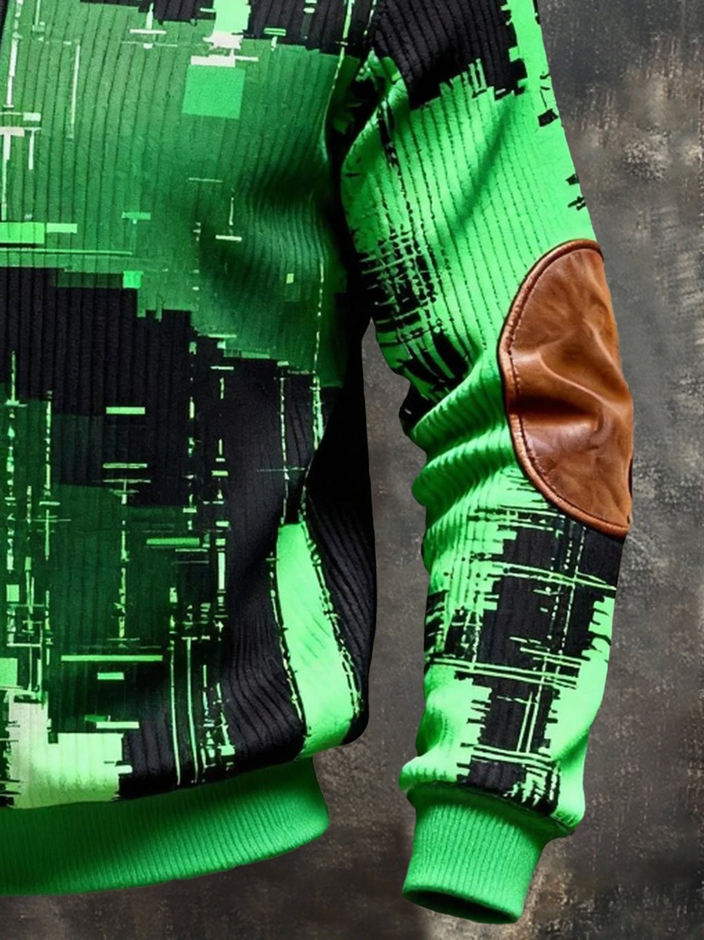 Men's Vintage Color-Block Printed Zip-Up Hoodie