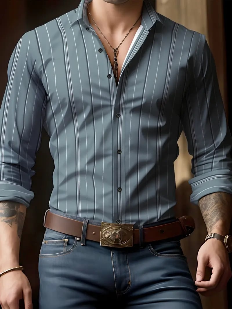 Men's Geometric Business Casual Shirt